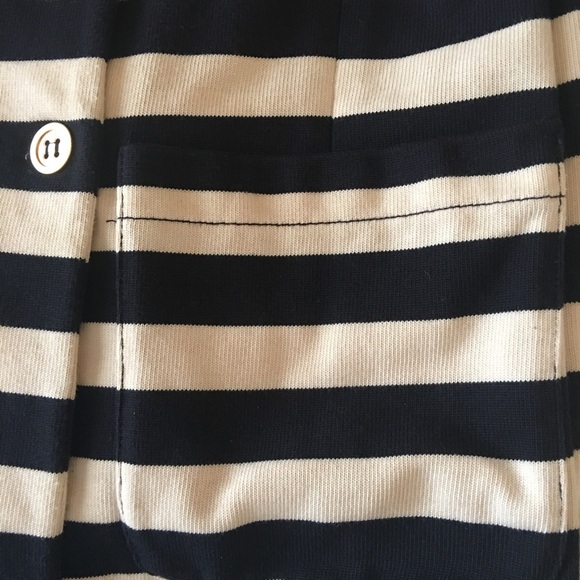 J. Crew Nautical Striped Cardigan Double Breasted Cream Navy blazer Size XXS - Picture 9 of 10